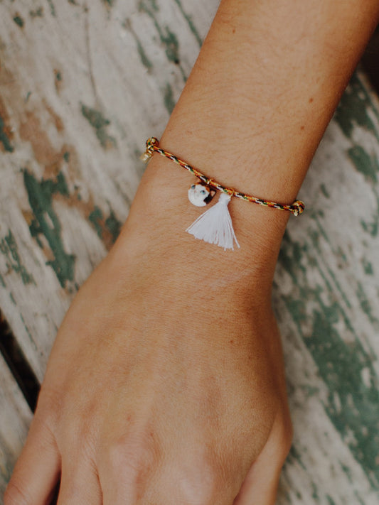 Bracelet corde chat et pompon