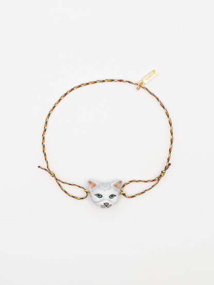 Bracelet charm's multicolore chat tabby