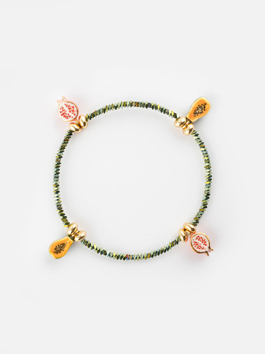 Bracelet perles d'hématite & fruits