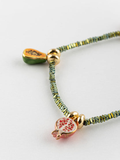 Bracelet perles d'hématite & fruits