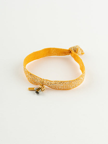 Bracelet élastique orange brillant abeille