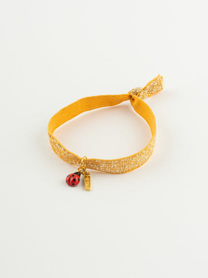 Bracelet élastique orange brillant coccinelle