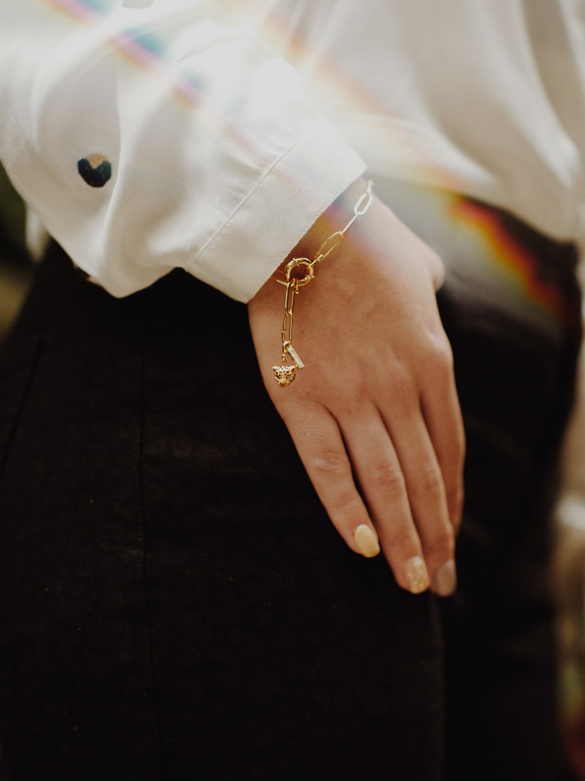 Charm's léopard animal porcelaine peint à la main