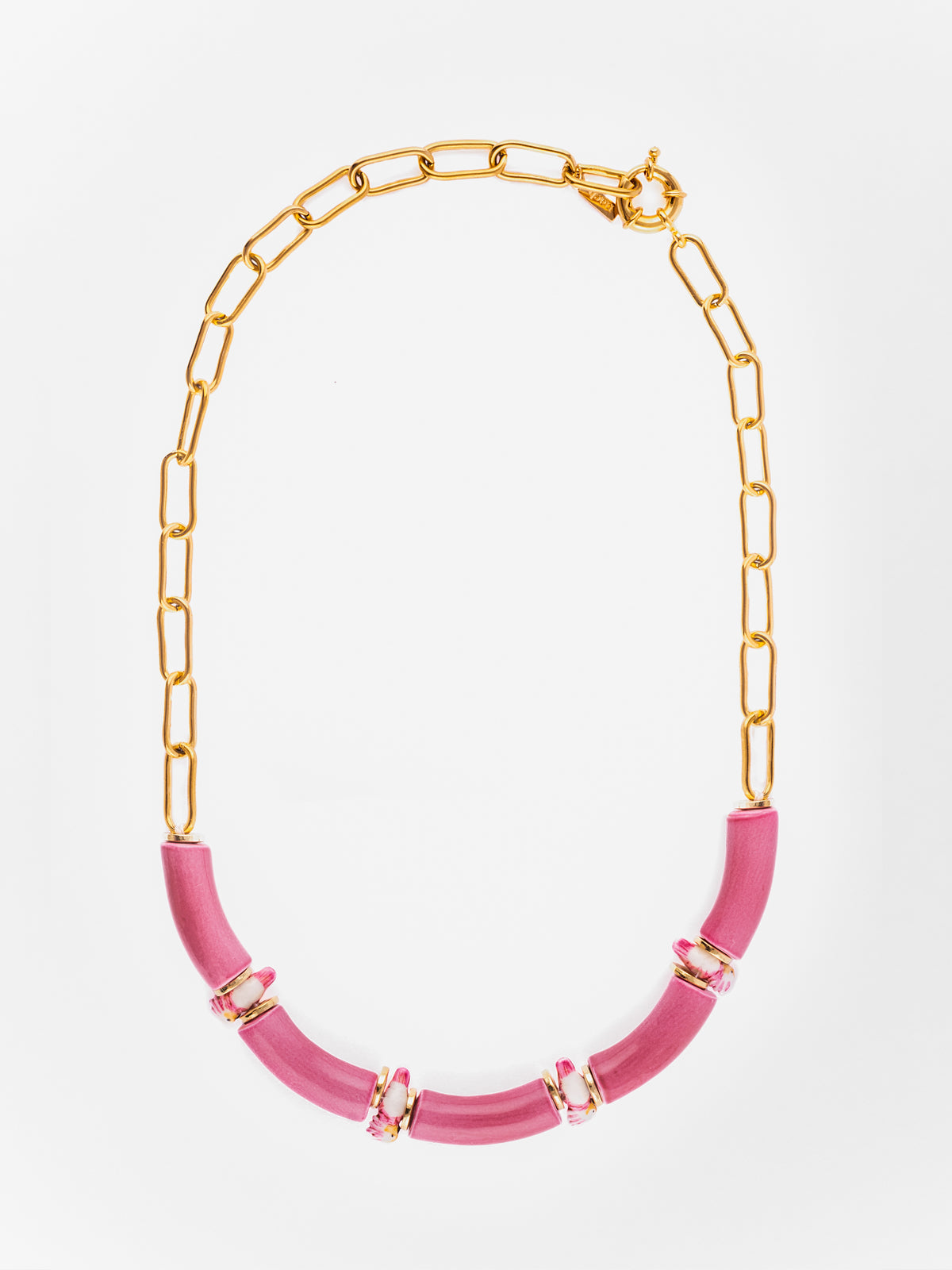 Collier cacatoès & perles roses