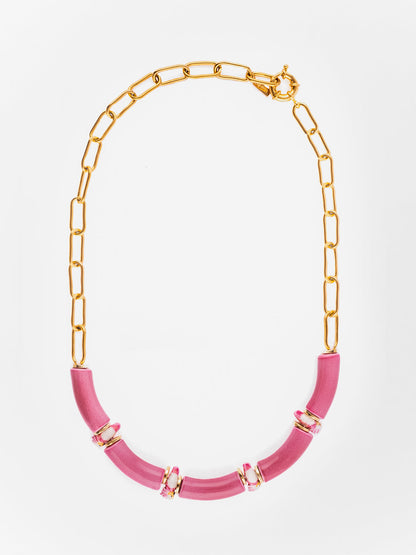 Collier cacatoès & perles roses