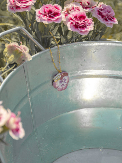 Collier pensée & papillon violet