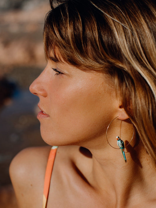 Créoles perroquet bleu et vert