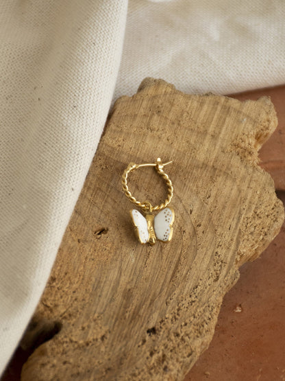 Boucles d'oreilles creole papillon porcelaine peint a la main