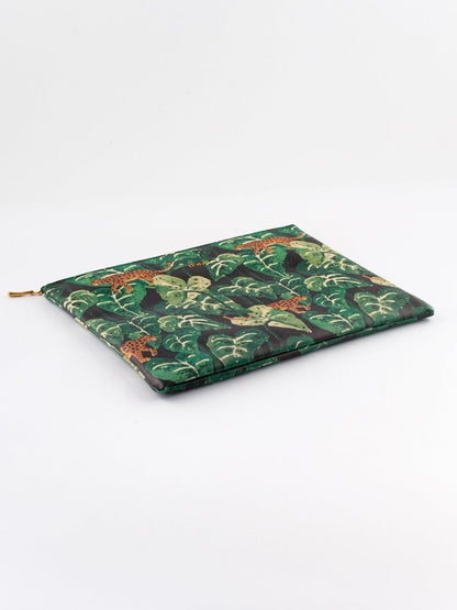 Pochette feuilles & léopard