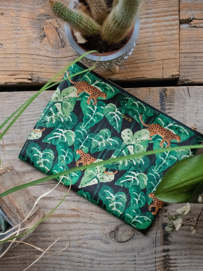 Pochette feuilles & léopard