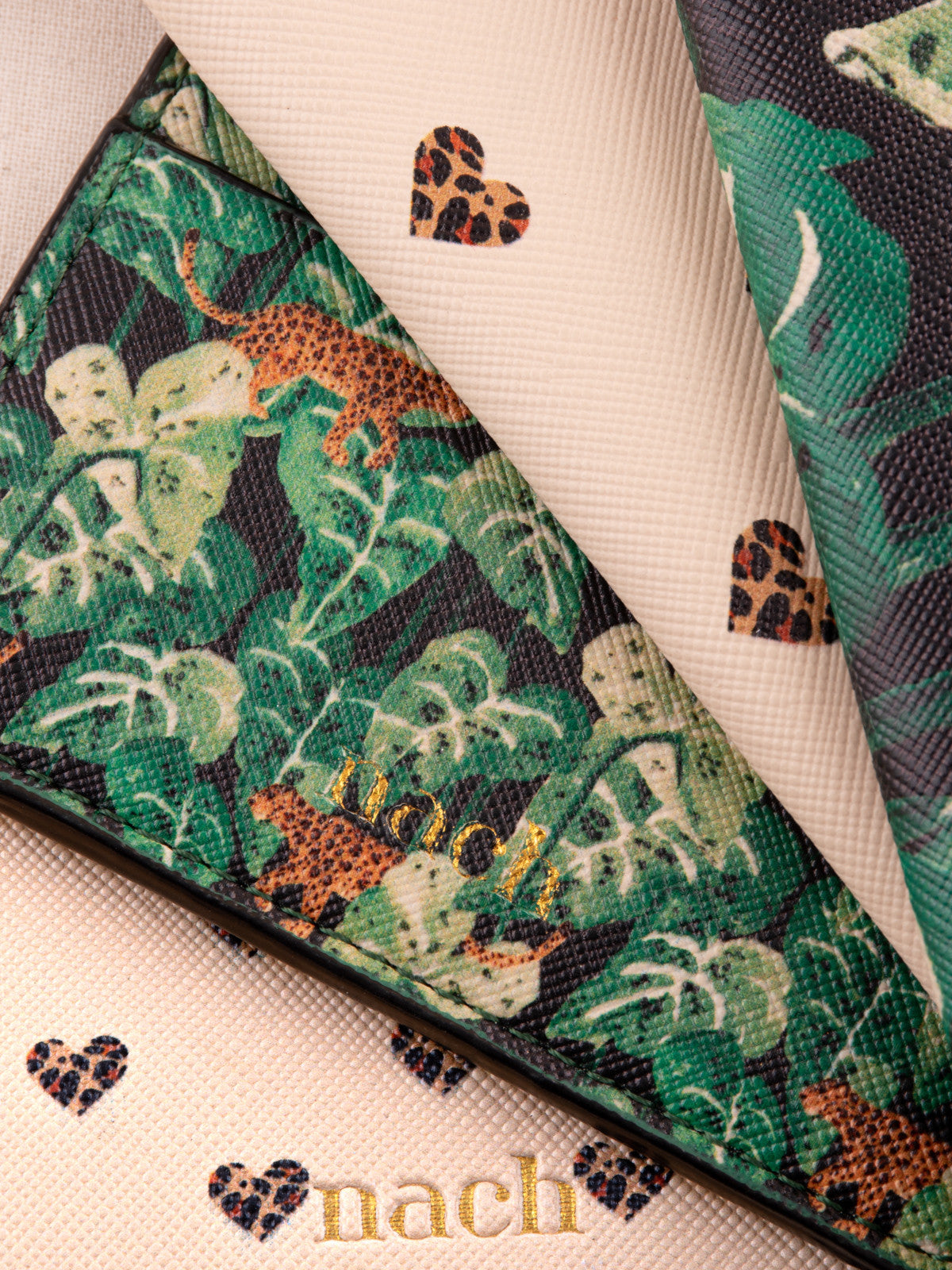 Pochette feuilles & léopard