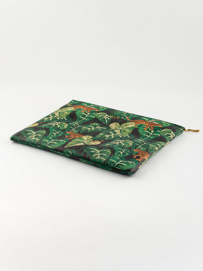 Pochette feuilles & léopard