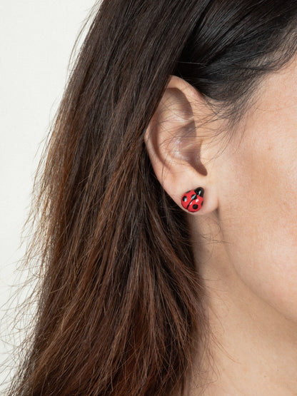 boucles d'oreilles puces coccinelle