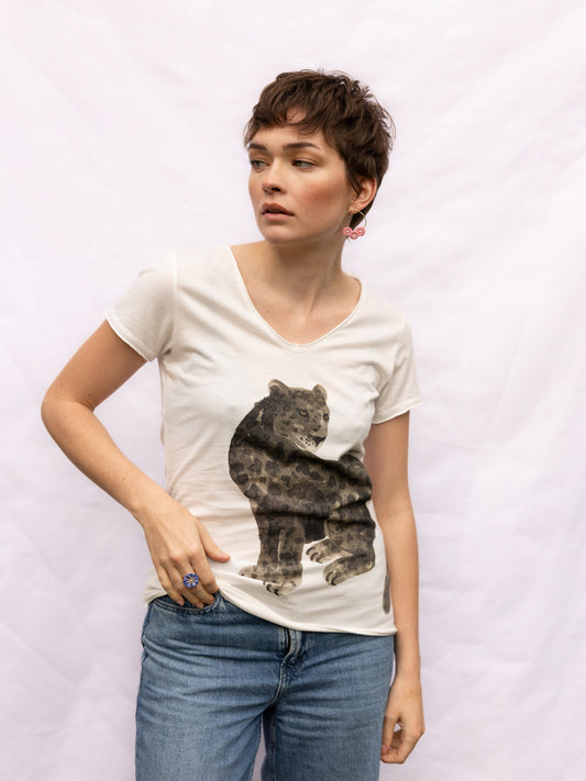 T-shirt panthère noire assise